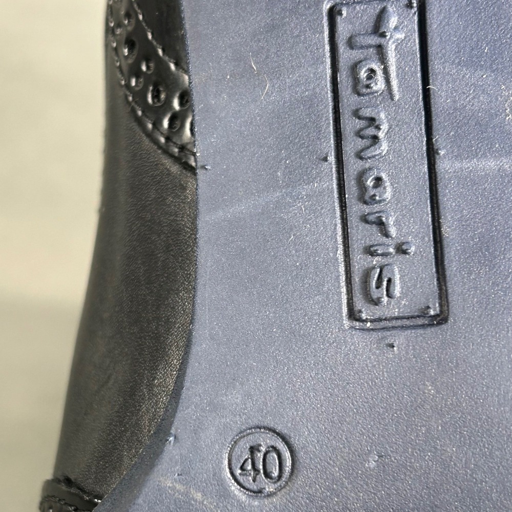 Tamaris Black Leather Wingtip Oxford Block Heels Brogue Lug Sole 1-23302-29-001 - Picture 7 of 7